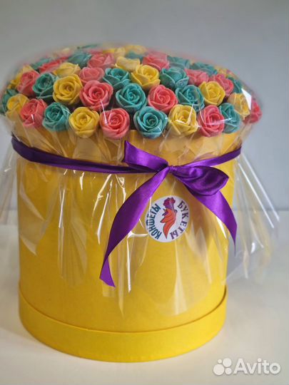 101 Шоколадная Роза в шляпной коробке)