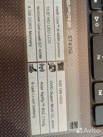 Ноутбук Acer aspire 5742g