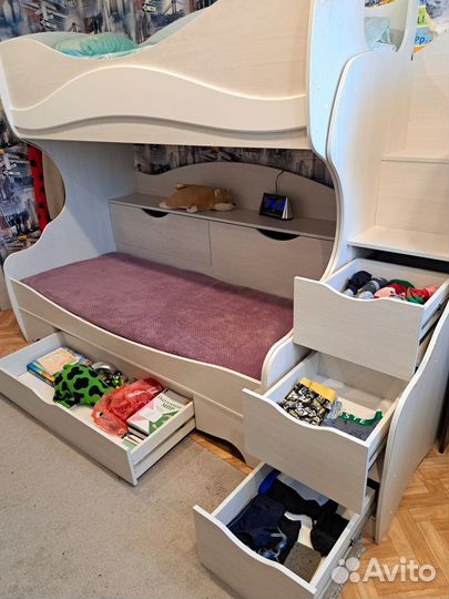 Двухъярусная кровать бу с матрасами