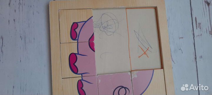 Пазлы вкладыши 3 шт деревянные бу