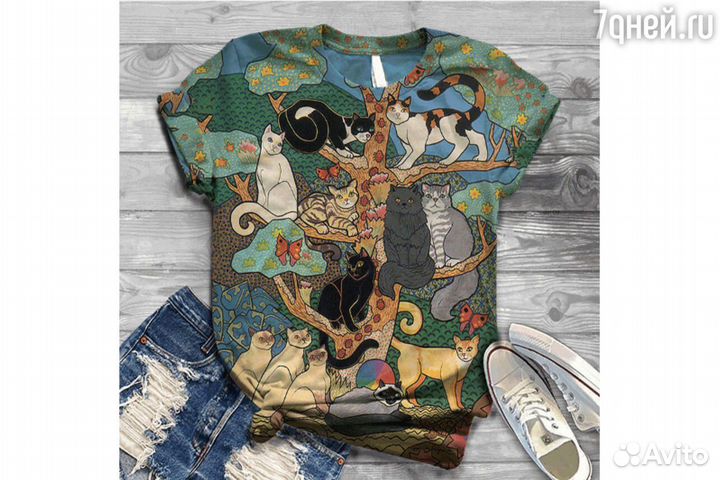 Футболка женская кошки новая