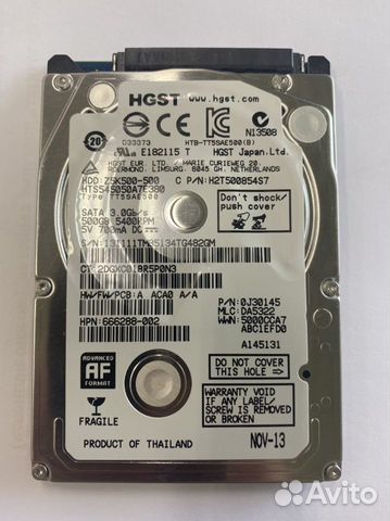 Жесткий диск hdd hgst 500 Gb 2,5” для ноутбука