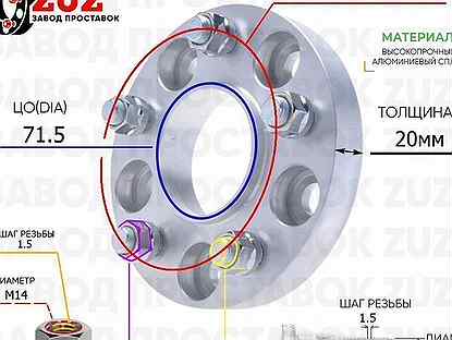 Проставка колёсная 20мм 5х115 цо 71.5 с крепежом