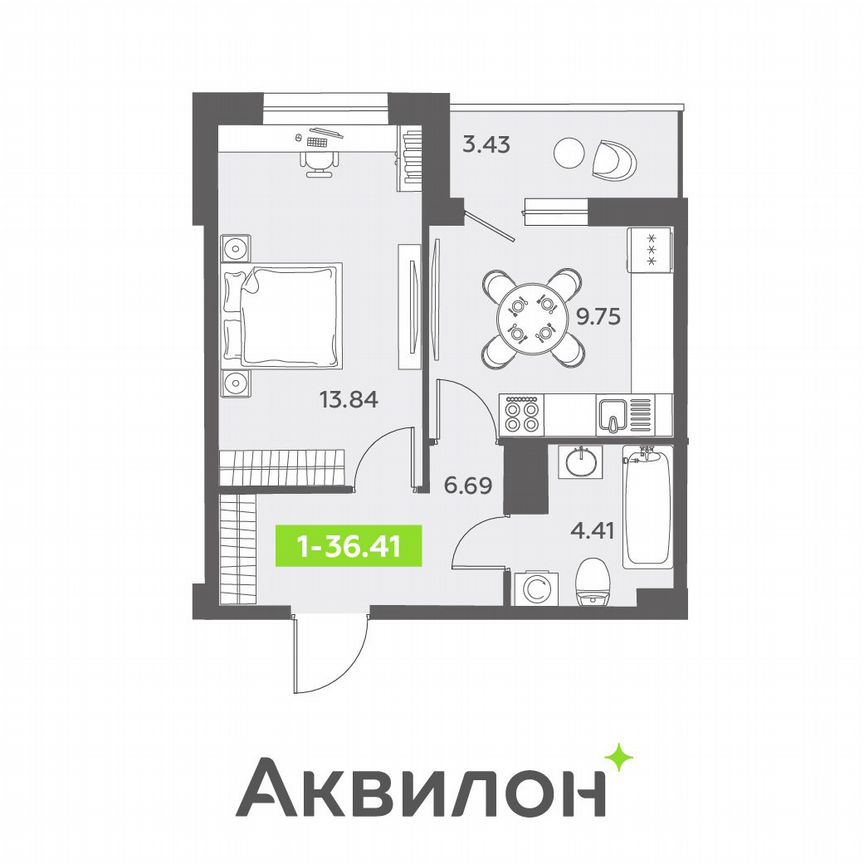 1-к. квартира, 36,4 м², 11/13 эт.