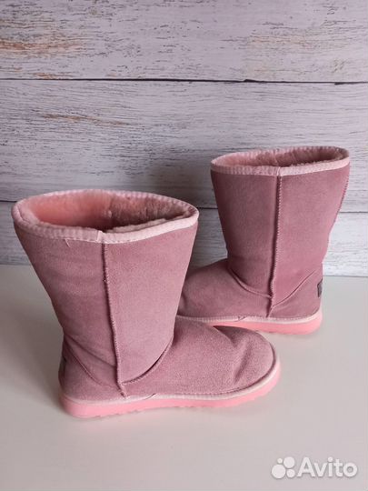 Розовые высокие угги, размер 37.5-38