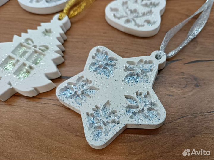 Ёлочные игрушки, новогодние украшения, эко, гипс