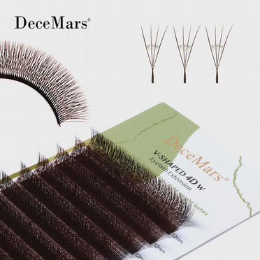 Накладные ресницы DeceMars V-образные 4D коричневые 12 рядов L+, 11 мм