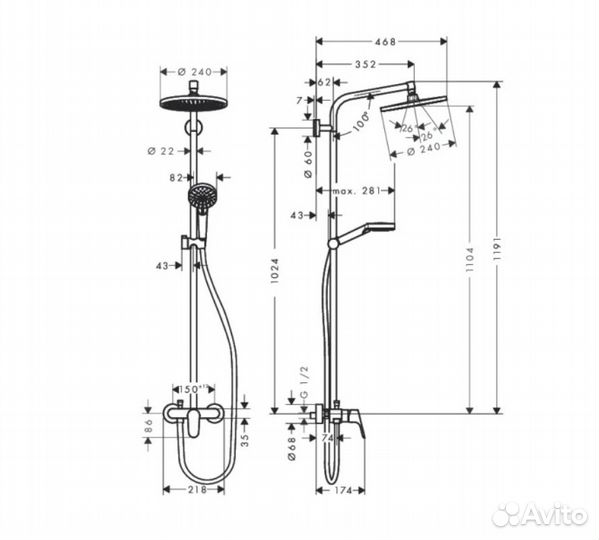 Душевая стойка hansgrohe