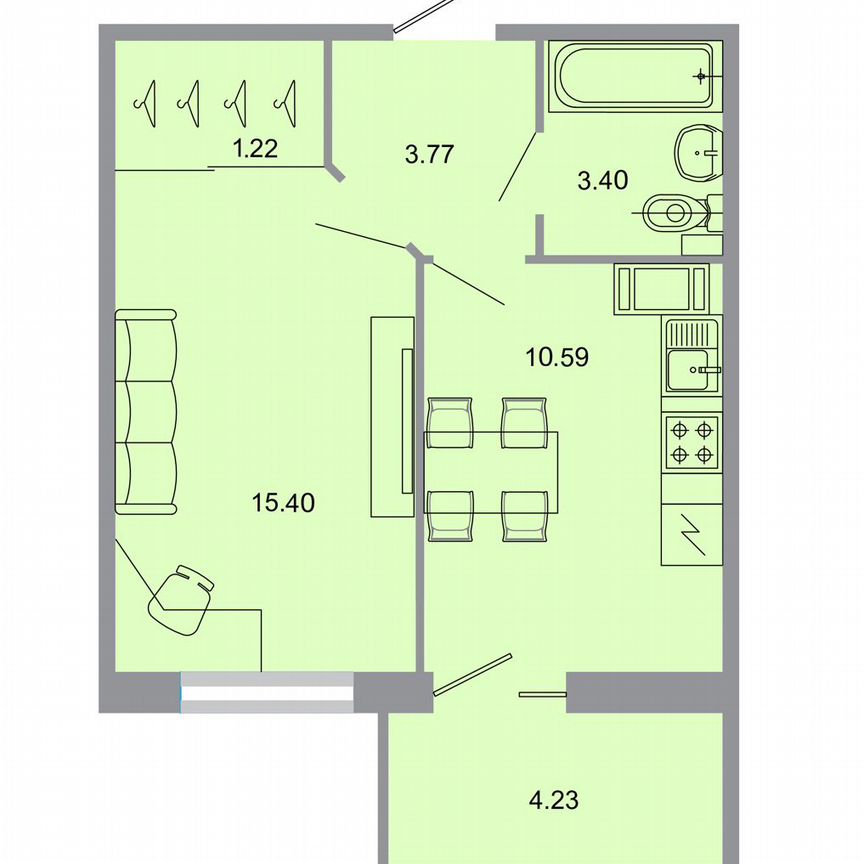 1-к. квартира, 35,8 м², 9/20 эт.