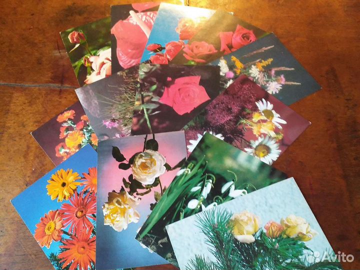 Открытки с цветами времен СССР. Цена за одну