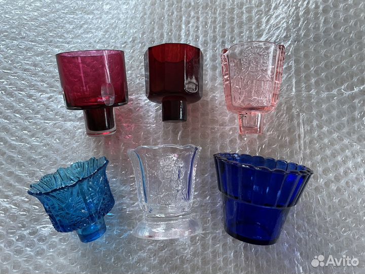 Старинные лампадные вставки, стекло, 6 штук