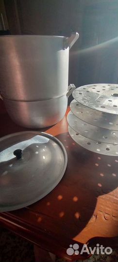 Кастрюля мантоварка,6,л.,б/у,алюминий, бронь 15.08