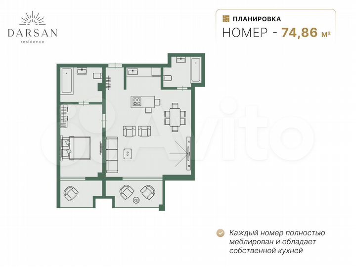 3-к. апартаменты, 74,4 м², 2/8 эт.