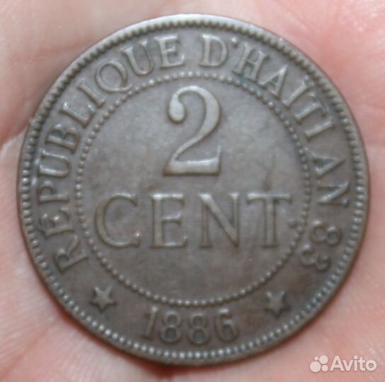 2 сантима (centimes) 1886 года, Гаити