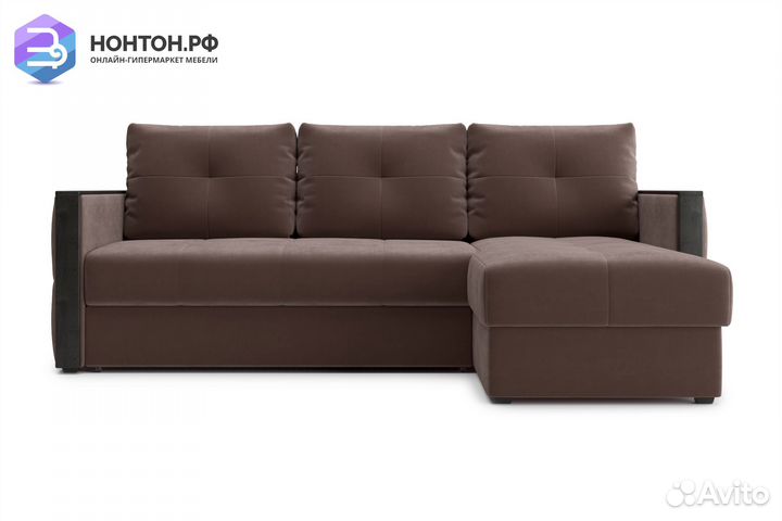 Диван угловой дельфин Инсайд коричневый