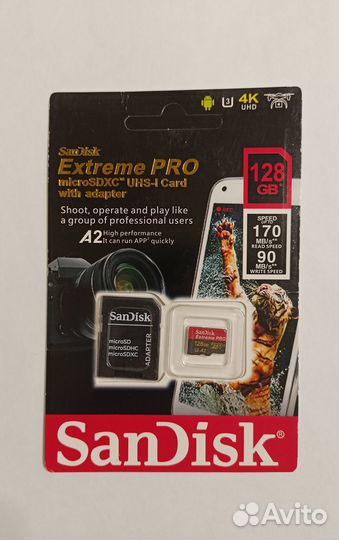 Карта MicroSD SanDisk Extreme Pro 128 Гб, U3 A2
