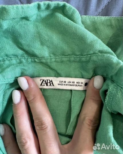 Платье туника Zara лен зеленое