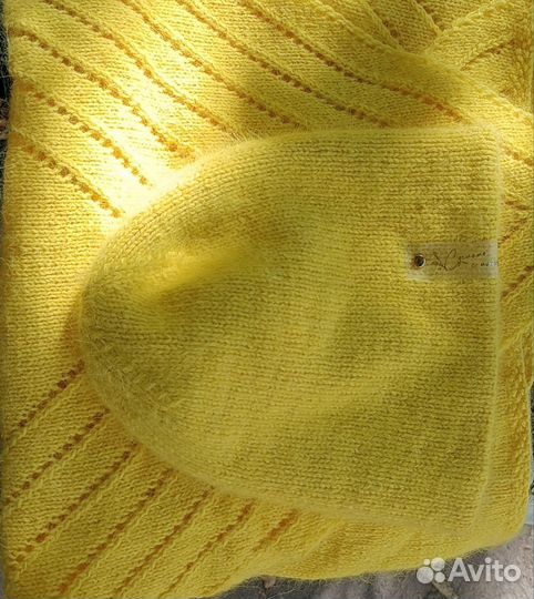 Шапка бини + бактус косынка из пуха норки