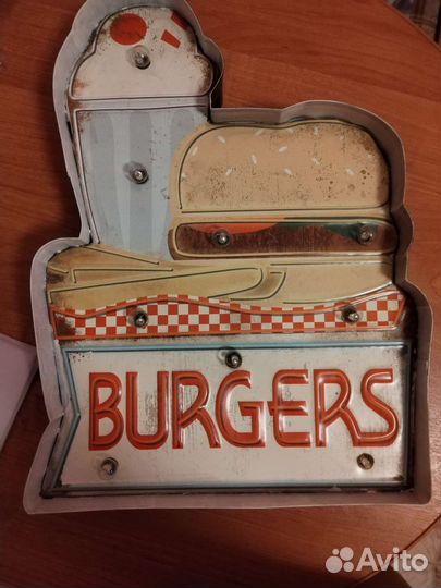 Светодиодная вывеска Бургерная США Винтаж