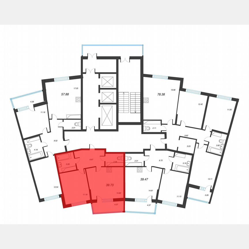 1-к. квартира, 42,8 м², 12/22 эт.