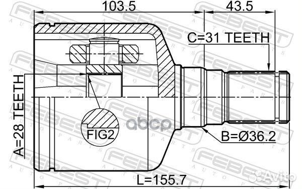 ШРУС ford mondeo/S-MAX/galaxy 06-15 внут.лев. 2