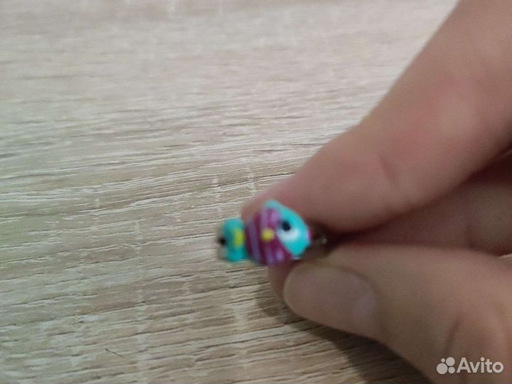Серебряное кольцо с рыбкой и котиком