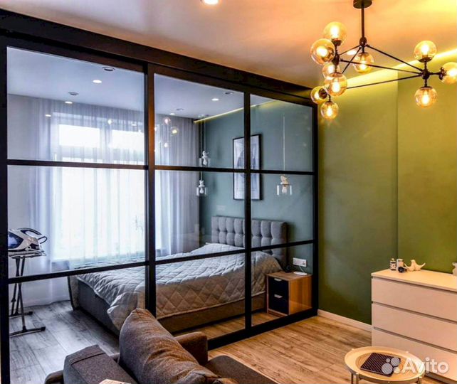 Раздвижная перегородка с матовым стеклом