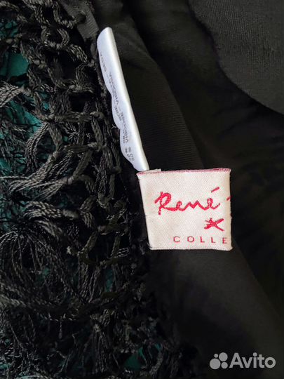 Шаль квадрат с бахромой черная /бархат/Франция