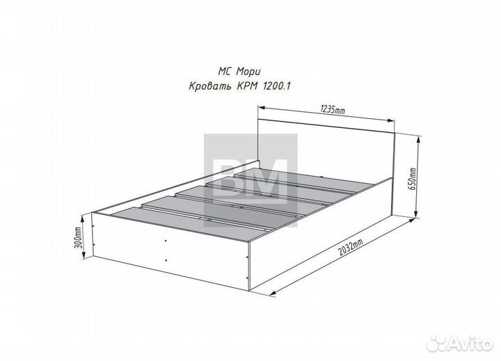 Кровать белая 120х200, полутороспальная