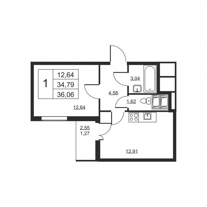 1-к. квартира, 36,1 м², 16/19 эт.