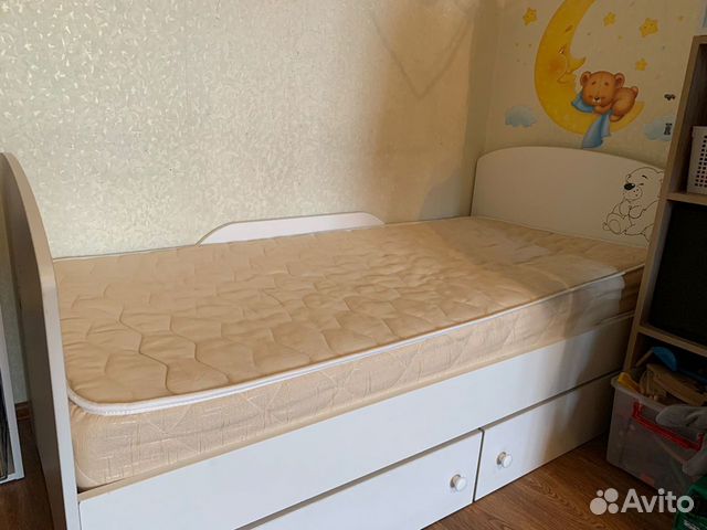 Детская кровать Сказка + полка, ящики, матрас