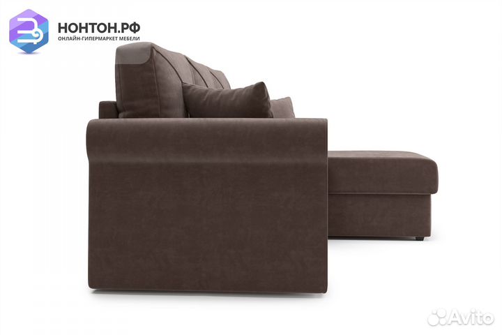Диван угловой дельфин Лира коричневый