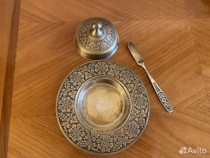 Икорница латунь винтаж