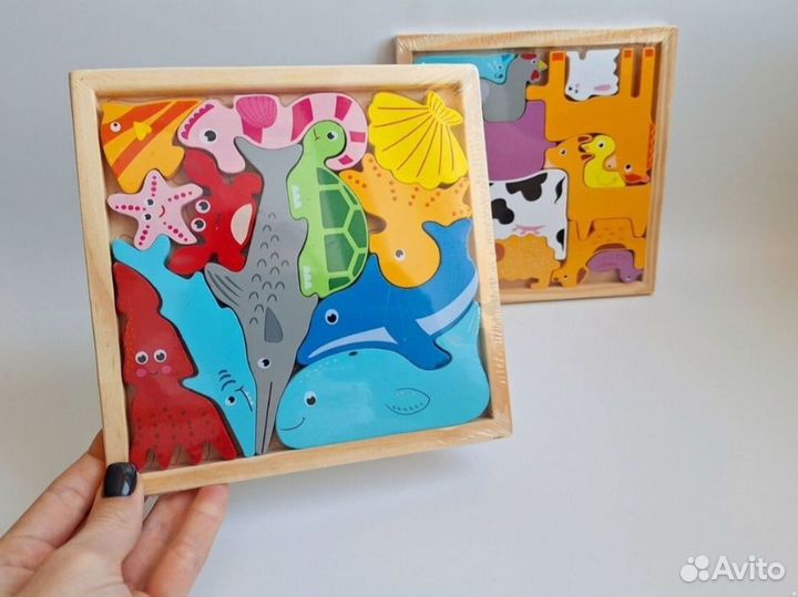Развивающие игрушки пазл деревянный сортер новый