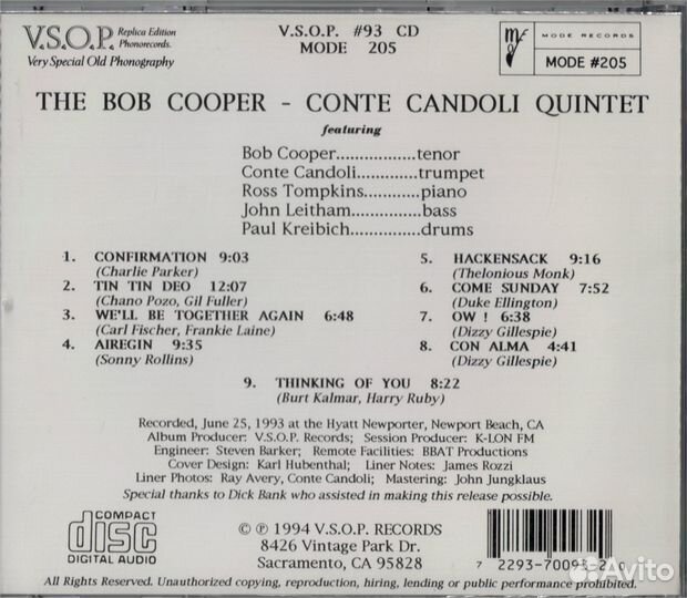 Bob Cooper - Bob Cooper & The Candoli Quintet (1 C