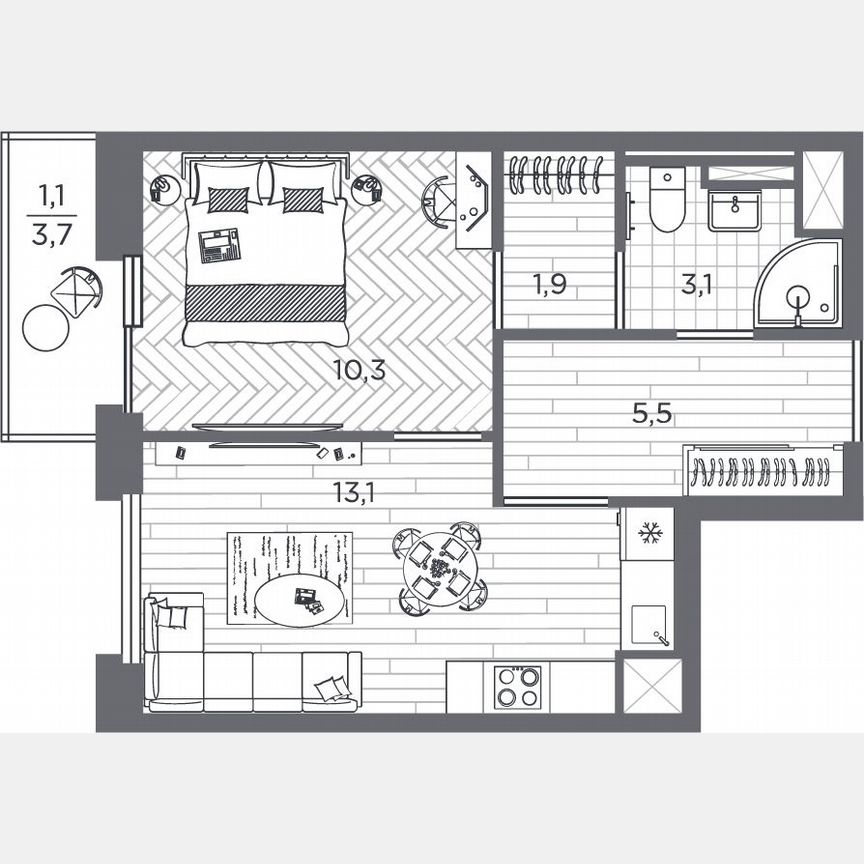 1-к. квартира, 35 м², 22/25 эт.