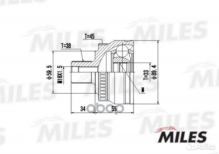 ШРУС audi A4 1.6-2.0 00- нар.(ABS) GA20027 Miles