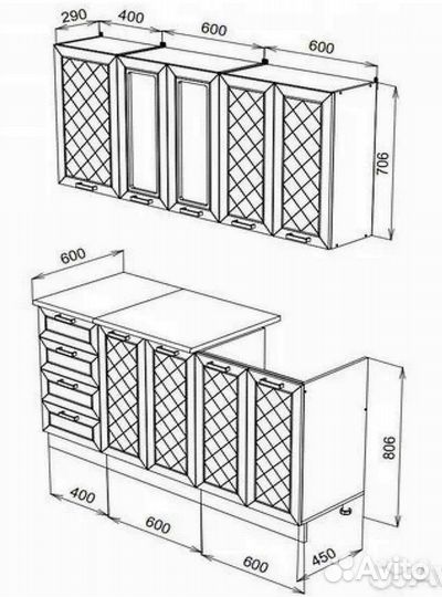 Кухня Агава Белая/Аква 1,6м