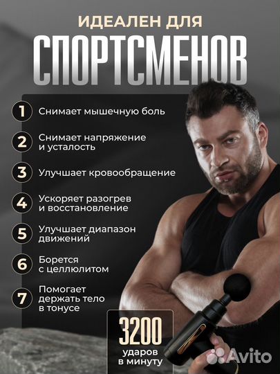 Массажер пистолет перкуссионный электрический