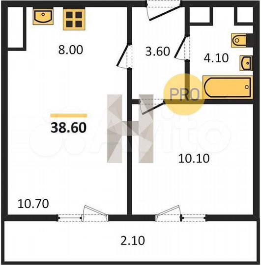 1-к. квартира, 38,6 м², 13/17 эт.