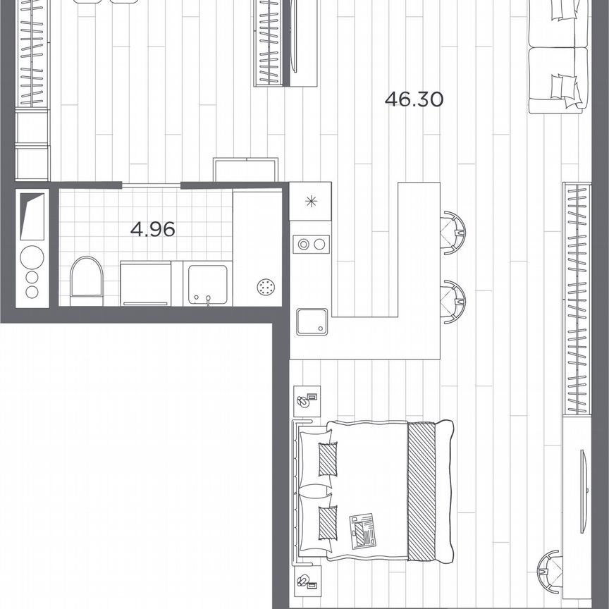 Апартаменты-студия, 51,3 м², 9/14 эт.