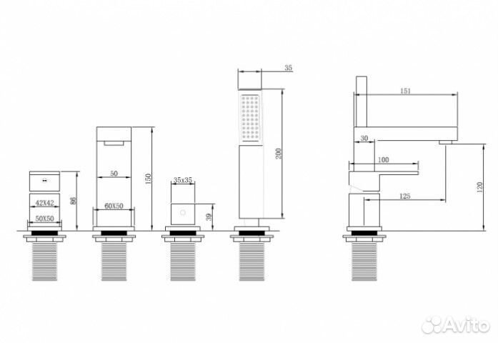 Смеситель на борт ванны Abber Daheim AF8213B