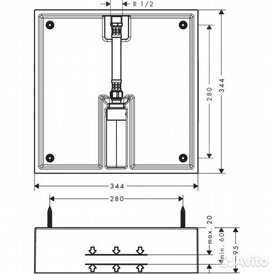 Скрытая часть для Hansgrohe Raindance E Air 1jet