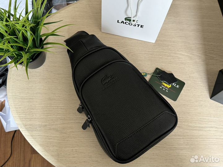 Сумка нагрудная lacoste мужская кожаная