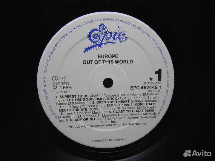 Europe – Out Of This World (1988) LP / mint- (EPC