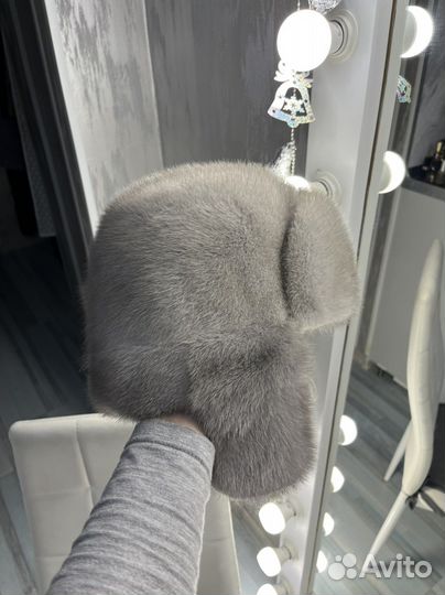 Шапка ушанка норковая женская