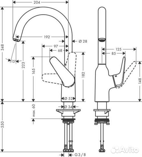 Hansgrohe 71802000 Смеситель для кухни