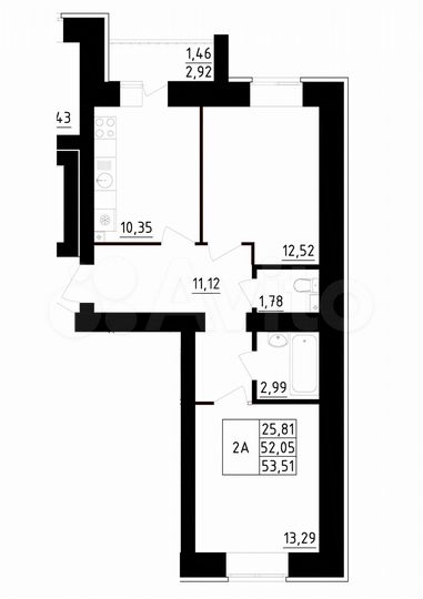 2-к. квартира, 53,5 м², 3/10 эт.