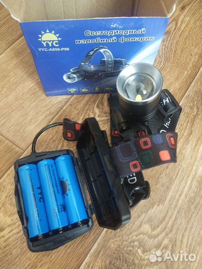 Мощный новый,налобный фонарик 3 аккумулятора