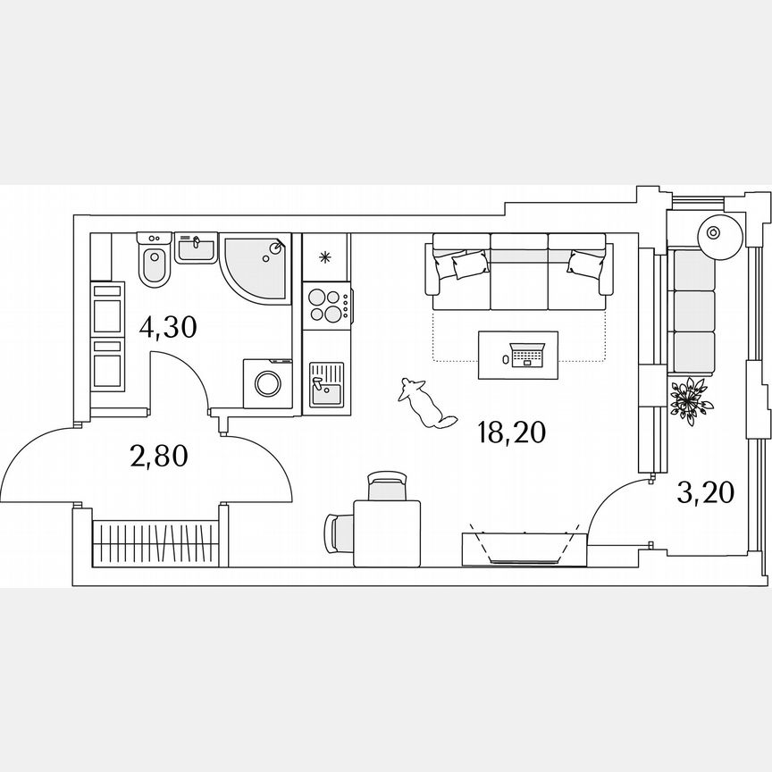 Квартира-студия, 26,9 м², 5/13 эт.